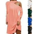 thumbnail image 6 of Women's Elegant Long Sleeve Short Dress Cold Shoulder Loose A Line Tunic Dresses Sleeveless Casual Dress Summer Dresses for Womens Long Dressy Maxi Dresses for Women Summer Dress Short Womens Casual, 6 of 7