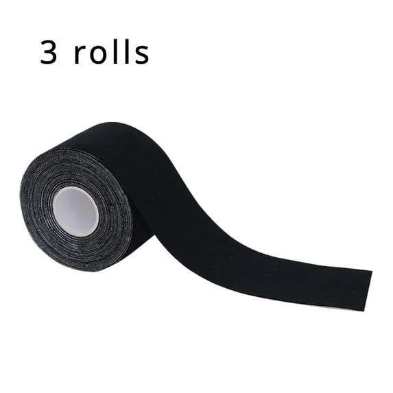 3 Pack Kinesiology Tape, Water Resistant Muscle Support Adhesive Sport Tape for Pain Relief, Cotton Elastic Athletic Tape for Joints, Knee, Ankle, Shoulder, Wrist (Black-3 Pack)