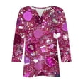 thumbnail image 4 of Feancey Lighten Deals of The Day V Neck Tops for Women 3/4 Sleeve Trendy Sequin Print Henley Blouse Dressy Casual Button Up T Shirts Sparkly Spring Tunic Top Hot Pink M, 4 of 5