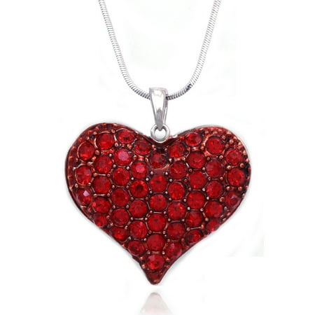 - cocojewelry Small Heart Crystal Pave Pendant Necklace Valentine's Day Jewelry GIFT BOX