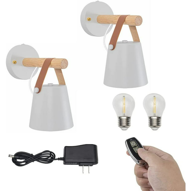 FSLiving Battery Operated Wall Sconce Rechargeable Battery Run Low