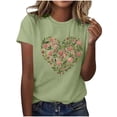 thumbnail image 1 of Primavera Top Mujeres de Moda de Cuello Redondo con Patrones de Corazón de Manga Corta Camiseta Top para Uso Diario Y de Fiesta, 1 of 5