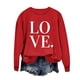 thumbnail image 1 of Penkiiy Camisetas Día de San Valentín Mujeres Amor Corazón Rojo Sudadera gráfica de manga larga Cuello Crew Valentines Tops XL Rojo, 1 of 4