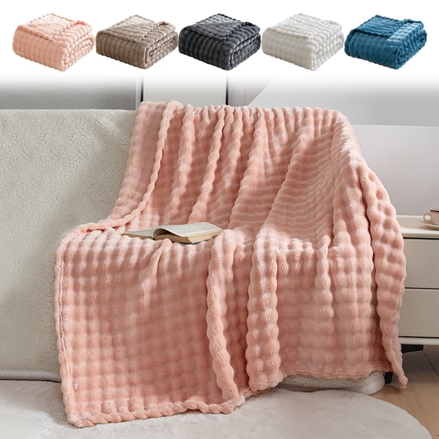 Manta polar de felpa suave | Manta de tela facial de rayas gruesas para la siesta del sofá de cama | Poliéster cálido y acogedor | Ligereza | 27,5 x 39,4 pulgadas | Múltiples colores | Ideal para el