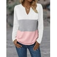 thumbnail image 5 of Zeagoo Long Sleeve Tops for Women Waffle Knit Shirts Casual V Neck Tunics Color Block T Shirts Fall Tunic, 5 of 9
