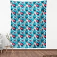 thumbnail image 3 of Ambesonne Tea Party Fabric by the Yard Upholstery, Crockery Silhouettes, 5 Yards, Dark Coral Pale Blue, 3 of 4