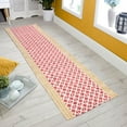 thumbnail image 2 of Casavani Handmade Red Block Printed Cotton Dhurrie Indoor Outdoor Patio Rug Kitchen Mats 4x6 feet, 2 of 6