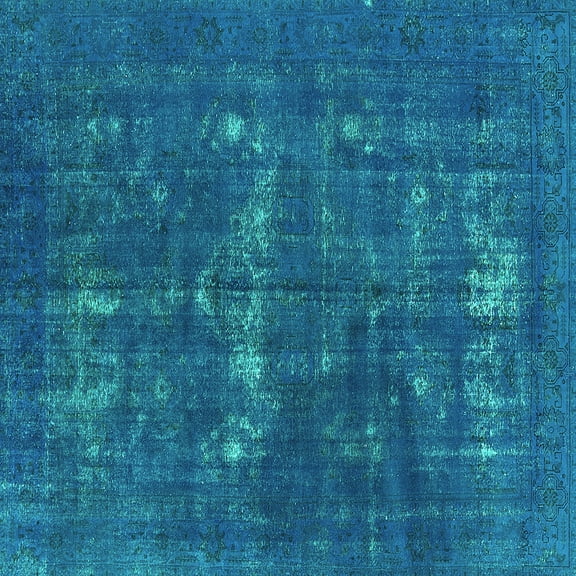 Ahgly Company Indoor Square Persian Turquoise Blue Bohemian Area Rugs, 5' Square