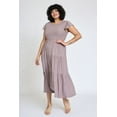 thumbnail image 6 of Solid Flutter Sleeve Tiered Tea Length Dress | 4 Colors | S-3X, 6 of 18