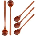 thumbnail image 1 of 5 cucharas de madera de mango largo, cucharas de madera para mezclar café, utensilios de cocina de madera., 1 of 7