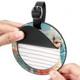 thumbnail image 2 of Alpaca Set of 2pcs PU Leather Round Suitcase Tags with Privacy Cover and Name ID Tag - Ideal for Travel Luggage, Handbags, Backpacks, School Bags, 2 of 6