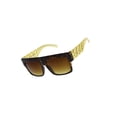 thumbnail image 3 of grinderPUNCH Chain Temple Gold Plastic Oversized Flat Top Celebrity Sunglasses, 3 of 5