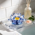 thumbnail image 6 of Crystal Lotus Tealight Candle Holder - Glass Tea Light Candlestick, Clear Crystal Figurine Ornament for Home, Office, Christmas, Halloween Decoration, 6 of 6