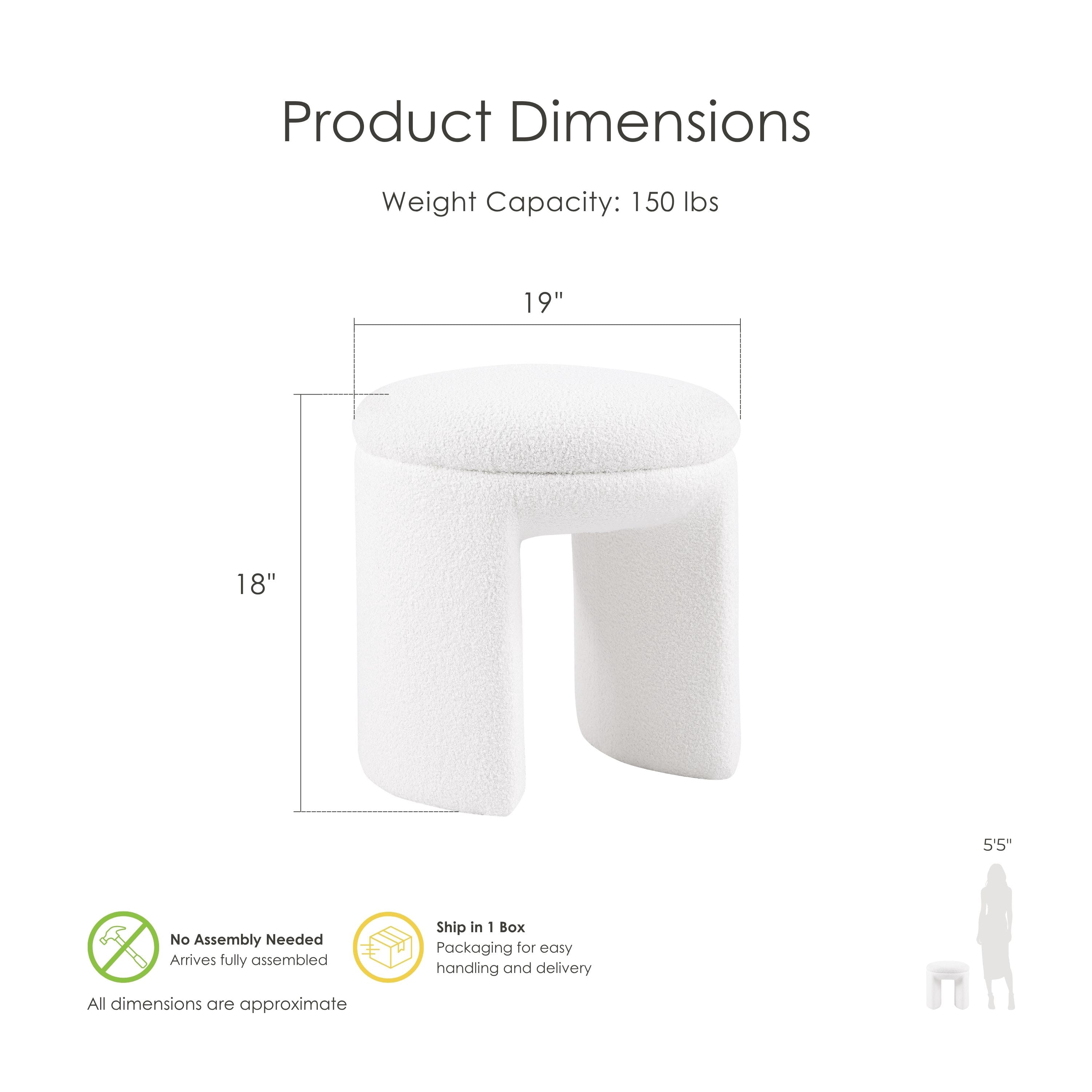 Furniture of America Thia Modern 18" Upholstered U-Shaped Stool, Beige