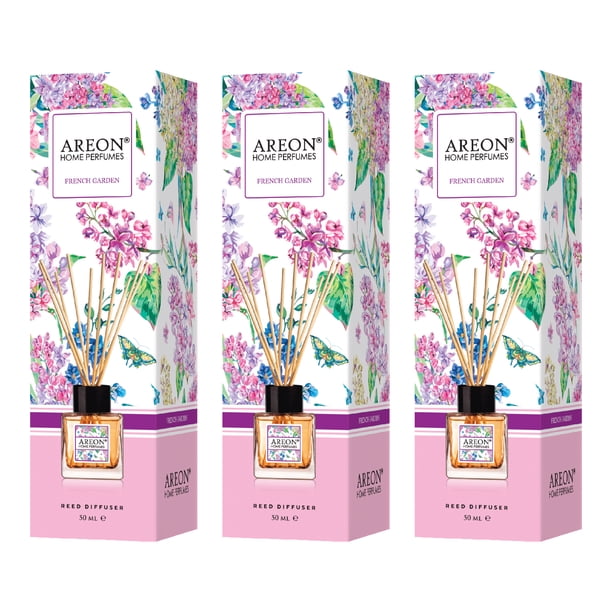 Difusor Aromático AREON Home Perfumes French Garden con Varillas Aromatizantes 50 ml para Hogar y Oficina 3 PACK