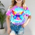thumbnail image 2 of Huowey Girls Kids Birthday T-Shirts Crewneck Short Sleeve Tie Dye Letter Cartoon Graphic Casual Loose Fit Relaxed Breathable Tees Tops Summer Comfort Funny Tshirts,Multicolour,18-24 Months, 2 of 5