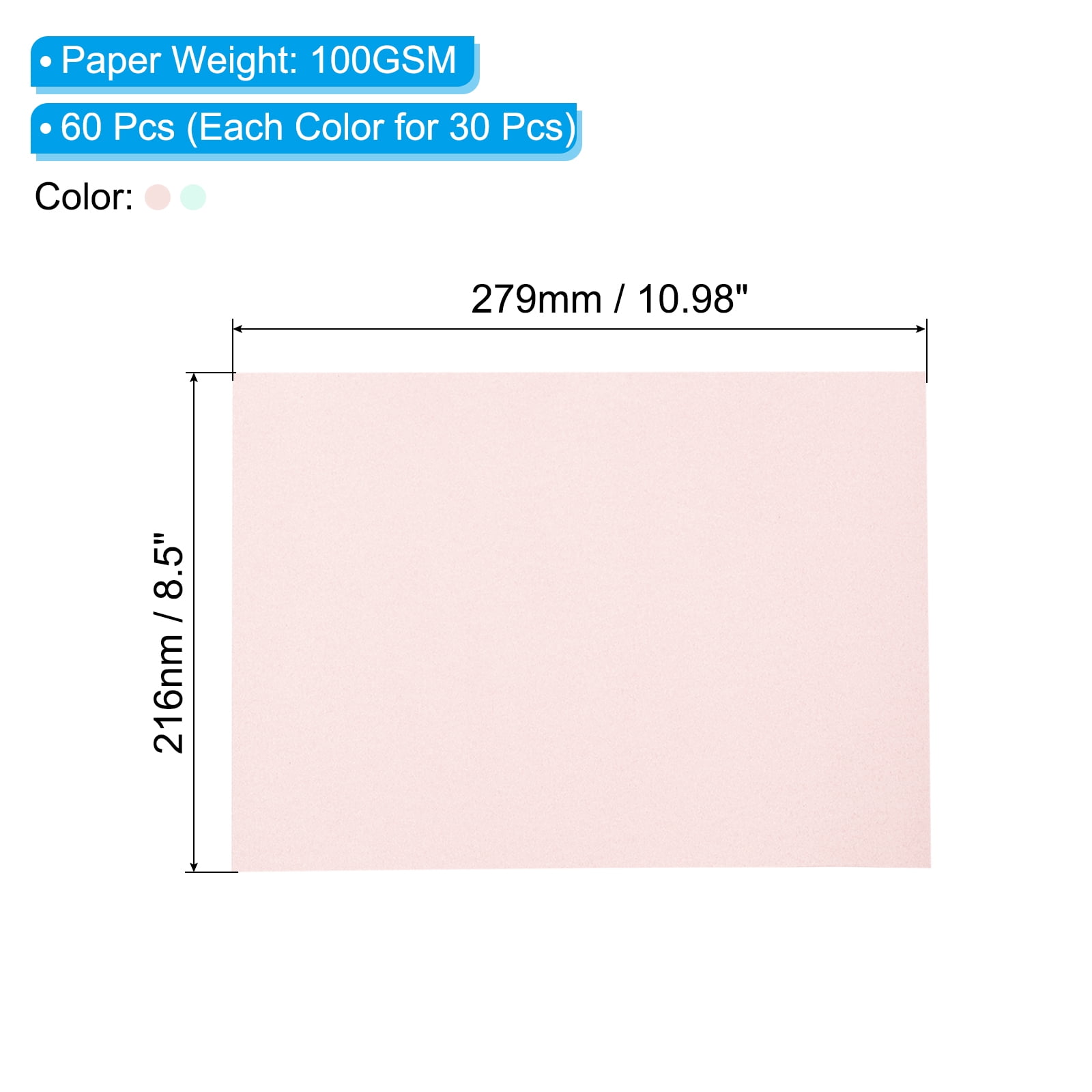 Uxcell 60 Sheets Vellum Paper 8.5 x 10.98 inch, Printable Translucent Paper for Invitations Light Blue, Pink