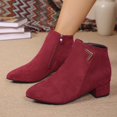 thumbnail image 5 of Willtoo Women Suede Ankle Booties Block Chunky Low Heel Short Boots Fashion Pointed Toe Side Zipper Metal Decoration Vintage Booties Autumn Winter, 5 of 5