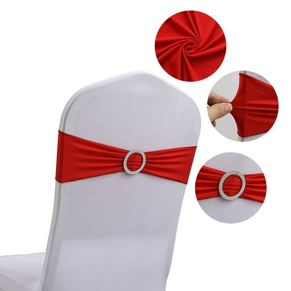 Spandex Chair Sashes Bands 50PCS Stretch Chair Ties Bows with Buckle Slider for Wedding Party Birthday Halloween Christmas Thanksgiving  Banquet Decoration