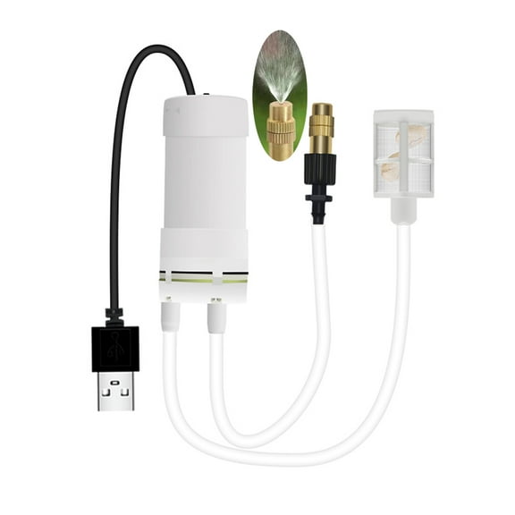 USB 5 Volt Electric Pumping Water Misting System Kit with Copper Sprinkler 3-meter Tube