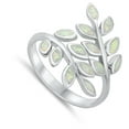 thumbnail image 4 of CHOOSE YOUR COLOR White Simulated Opal Fern Leaf Wrap Plant Ring .925 Sterling Silver CZ Female Size 7, 4 of 4