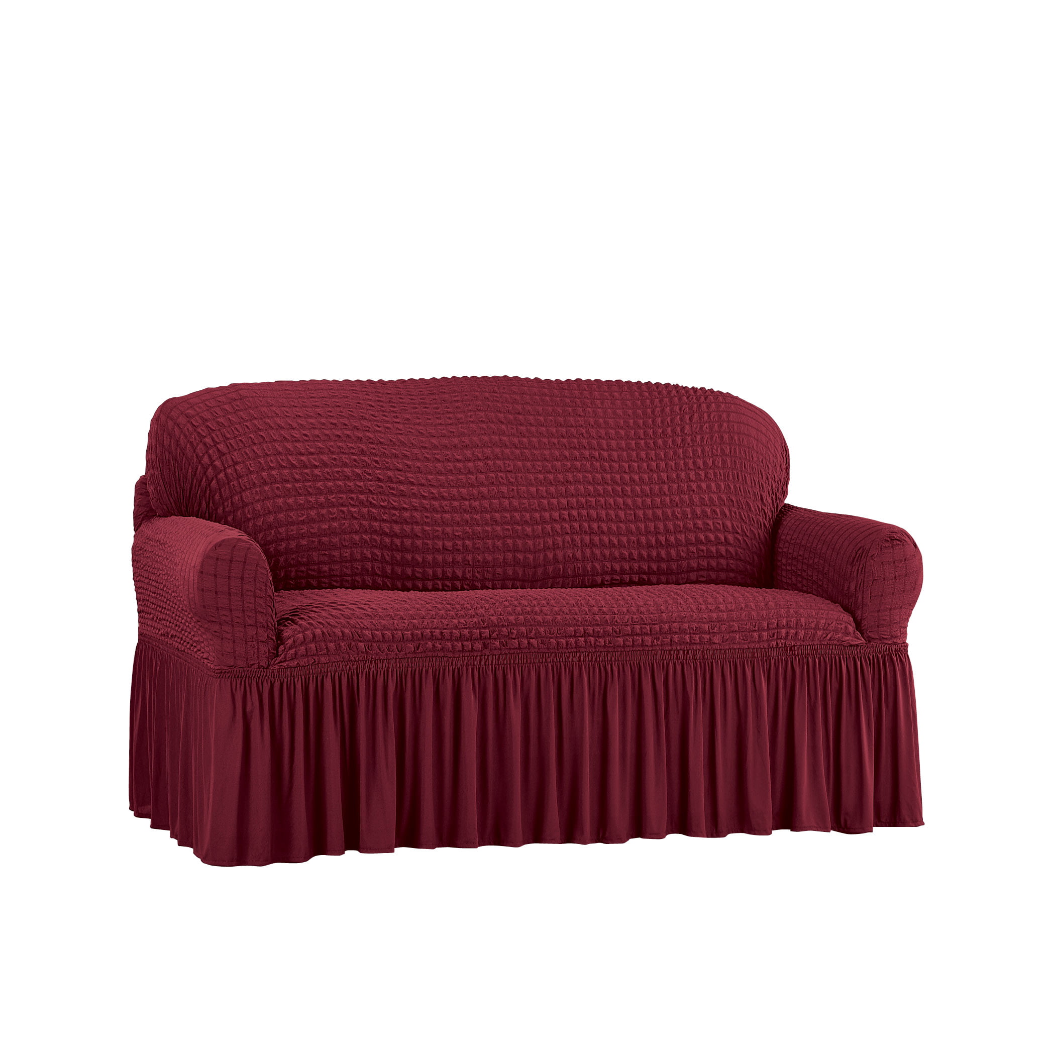 Textured Squares Ruffled Slipcover 