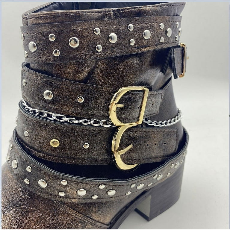 Black booties hot sale with gold buckles