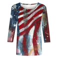 thumbnail image 3 of Fmbrln Womens Plus Size Independence Day 3/4 Sleeve Tops Fashion Casual Crew Neck Loose Comfy T-Shirts Patriotic Tees, 3 of 5