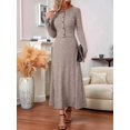 thumbnail image 5 of Women'S Knit Cardigan and Stretchy Waist Skirt Two Piece Set, Ribbed Knitting Casual Outfit Khaki S, 5 of 8