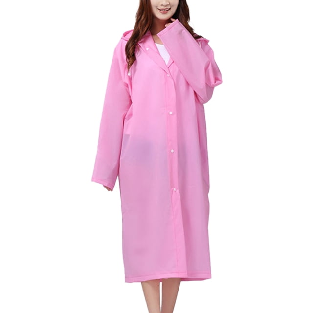Kearding Capa de lluvia Senderismo Chubasquero con capucha Poncho Color sólido Viaje Mujeres Hombres Ropa de lluvia Cubierta de lluvia multifuncional Paraguas de lluvia Rosado Kearding HA067116-03