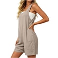 thumbnail image 7 of Women's Sleeveless Casual Romper, Loose Short Jumpsuit with Pockets, Summer Everyday Streetwear Khaki Beach Overalls for Women S, 7 of 7