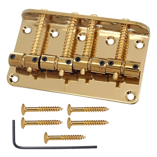 80mm 4 Strings Bass Bridge Tailpiece Metal Replacement Saddle Bridge with Screws Aureate