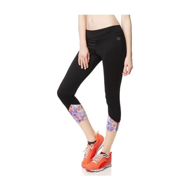 Aeropostale Womens LLD Floral Cropped Athletic Track Pants, Negro, X-Small