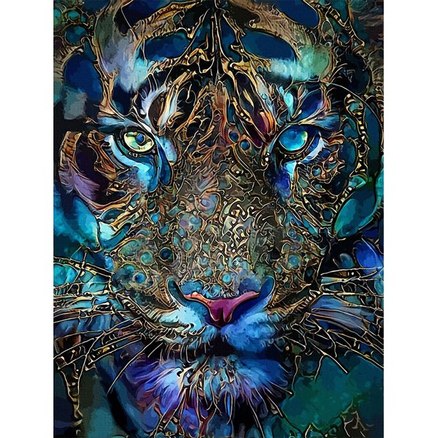 Taladro de pintura de diamante 5D Kits de bricolaje Full Round Tiger Mosaic Resin Picture Crafts Hugtrwg Para estrenar