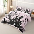 thumbnail image 3 of Homewish Halloween Spooky Haunted House Quilt Full for Girls, Owl Bat Tombstone Full Bedspread Sets, Pink Black, 3-Piece 1 Bedspread and 2 Pillowcases, 3 of 7