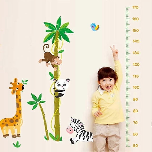 Pegatinas decorativas removibles para pared con diseño de jirafa, panda y mono trepando a un cocotero, ideales para la habitación de los niños, bebés y guarderías.