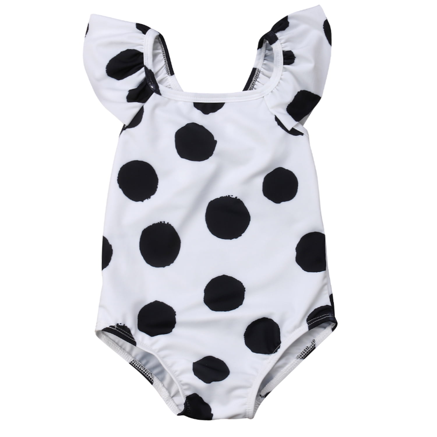 Toddler girls black white polka dot swimsuit bikini swimwear beachwear one piece 
