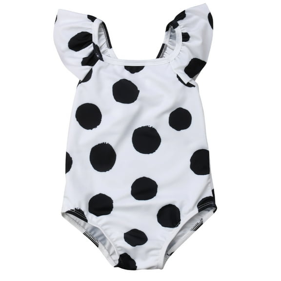 Styles I Love Baby Toddler Girl Polka Dots Black and White One-Piece Swimsuit Bathing Suit Summer Beach Pool Swimwear (34/4-5 Years)