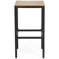 thumbnail image 3 of Alan Outdoor Modern Industrial Acacia Wood Bar Stools, Set of 4, Teak, Black, 3 of 7