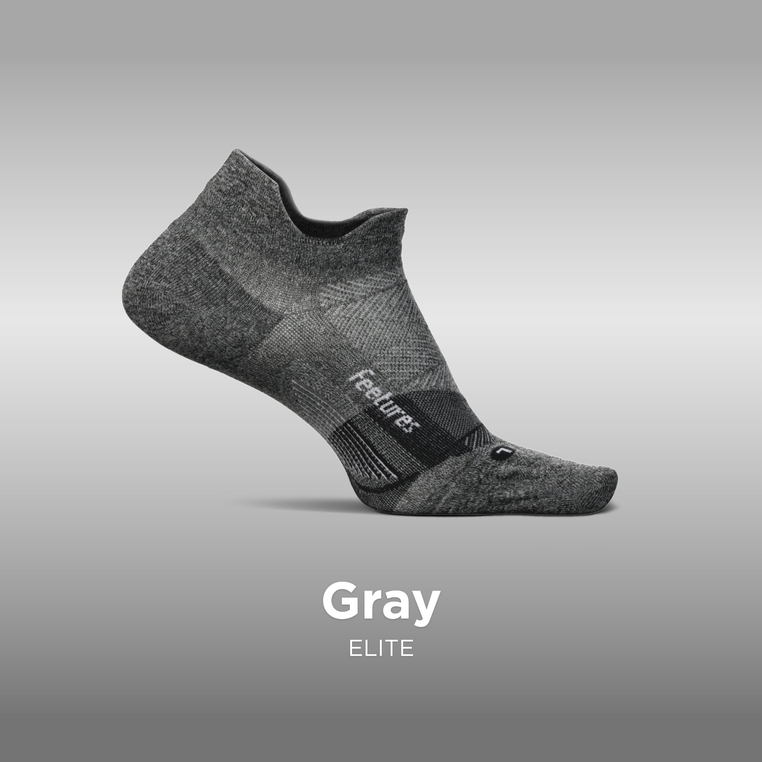 Feetures Elite Ultra Light Cushion Ankle Socks - Sport Sock with Targeted Compression - New Gray, S (3 Pair)