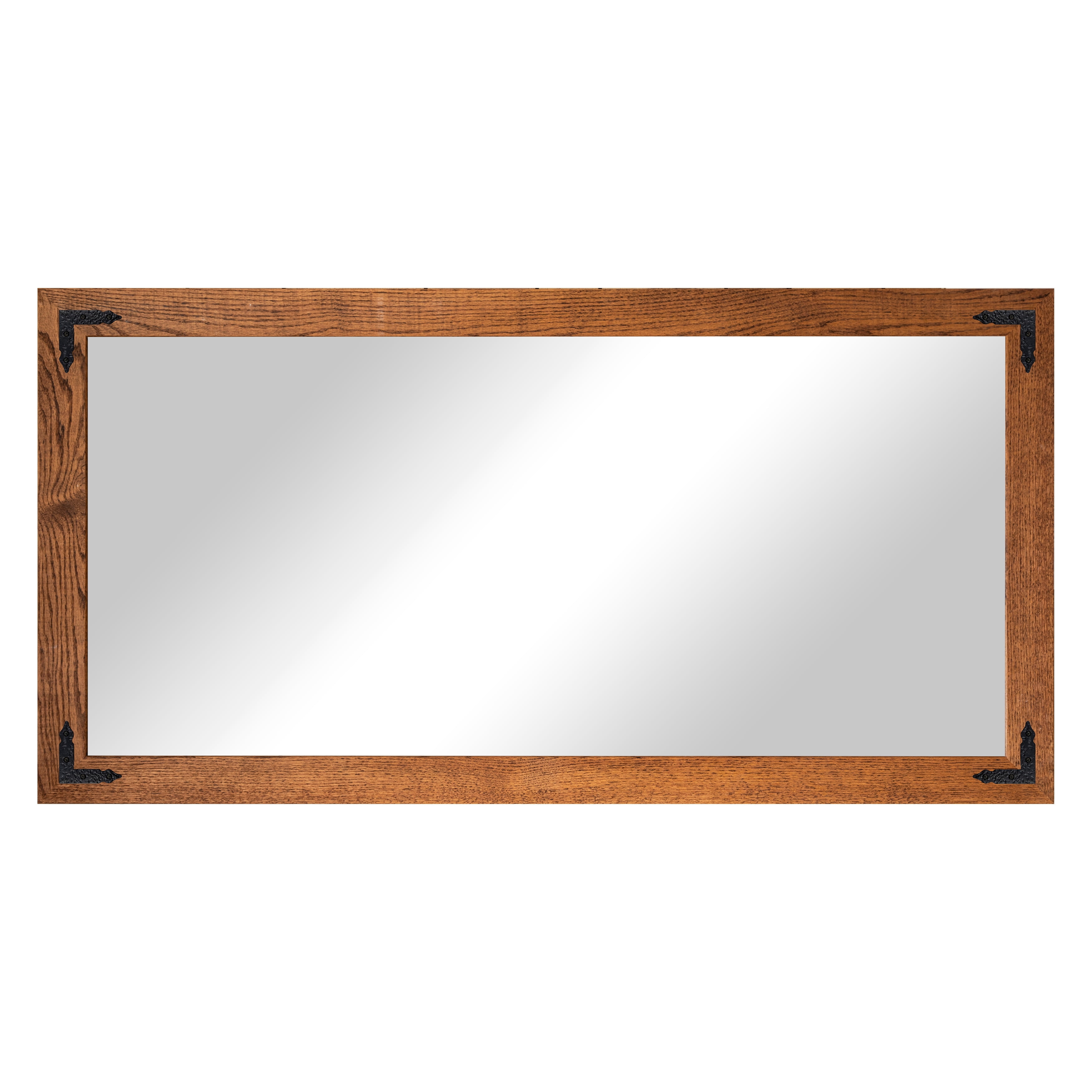 Rayne Ozark Hardwood Red Oak Mirror Wall Mirror 76"x33" Leaning Floor Mirror Honey With Decorative Corner Brackets
