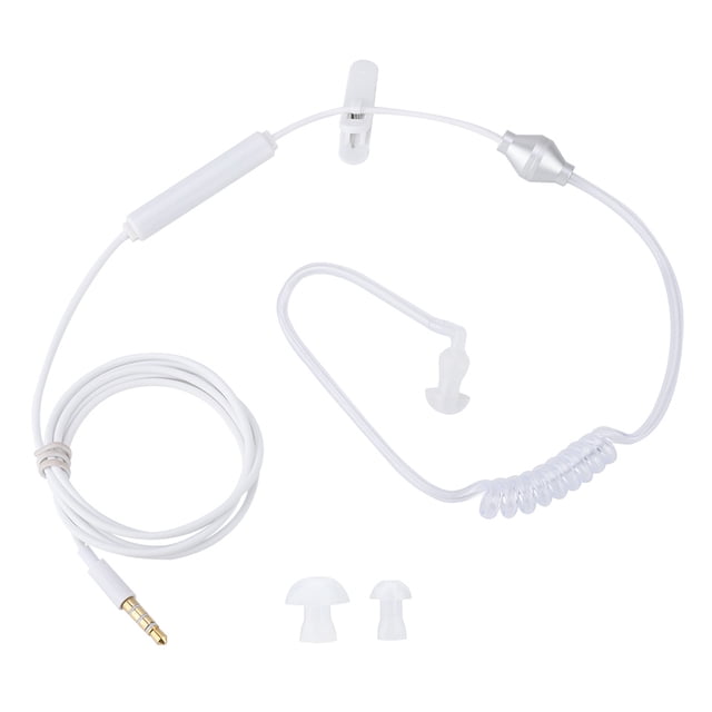 Auriculares intrauditivos de seguridad con tubo de aire y micrófono para iOS y Android, color blanco