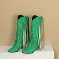 thumbnail image 5 of Green Women Knee High Suede Boots Side Zipper Comfortable Walking Heel, 5 of 7