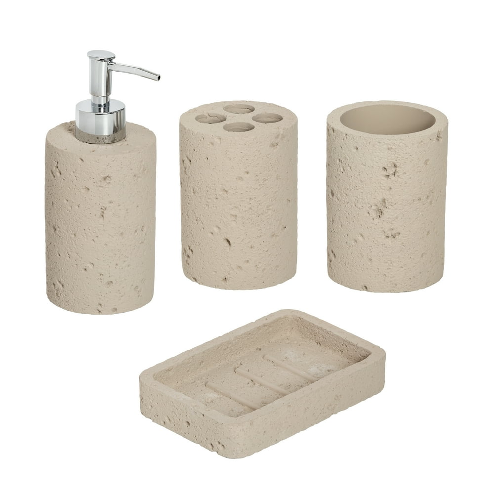 4Piece Bathroom Accessories Set, Natural