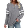 thumbnail image 1 of Womens Casual Sweatshirts Color Block Long Sleeve Sweaters Buttons Henley, 1 of 5