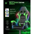 thumbnail image 5 of Bigzzia Gaming Chair with LED Lights,Ergonomic Office Computer Chair with Headrest Support, PU Leather, Height Adjustable, 360° Swivel, Suitable for Adults and Kids, Green, 5 of 8