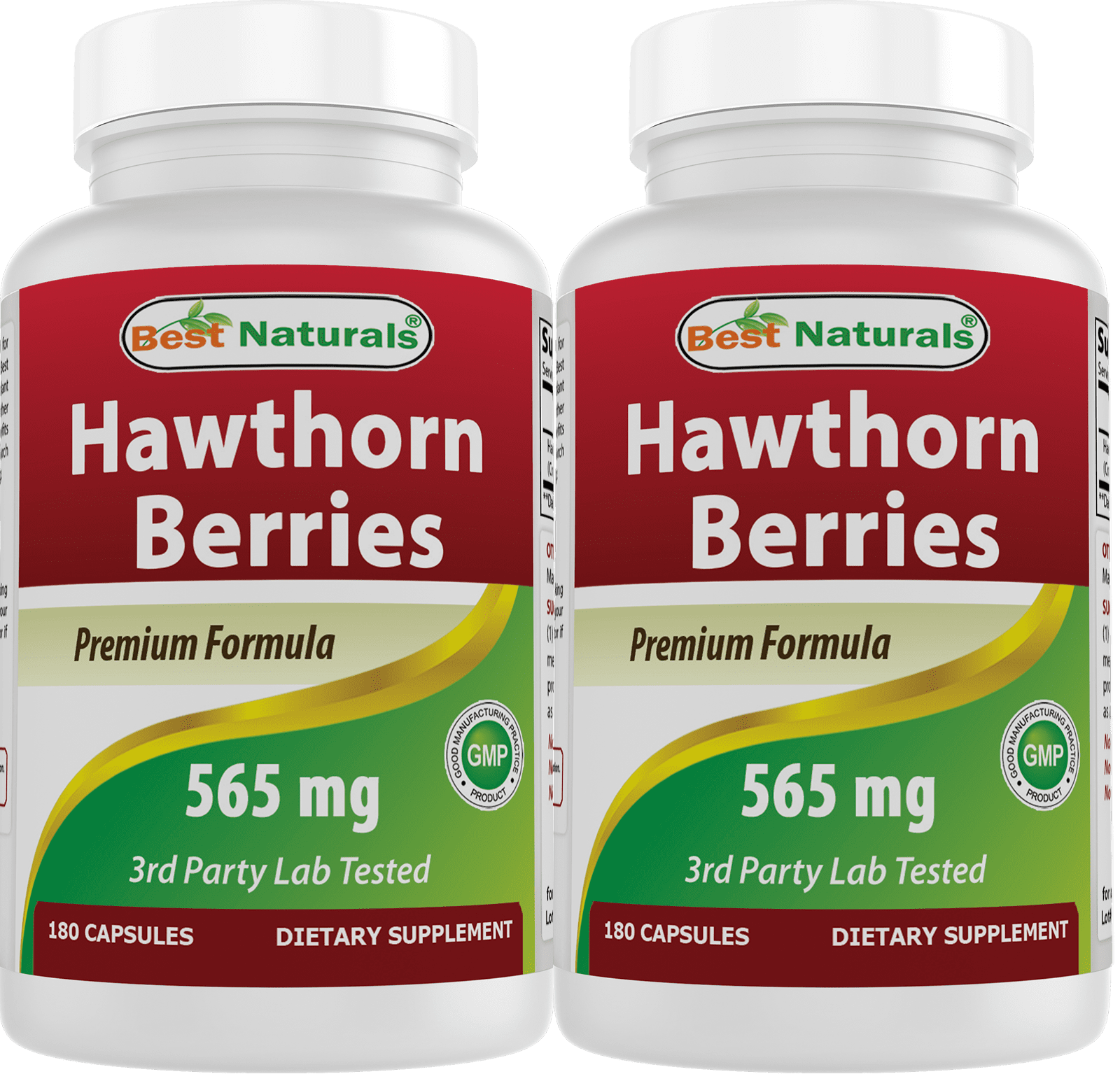 2 Pack Best Naturals Hawthorn Berry 565 mg 180 Capsules