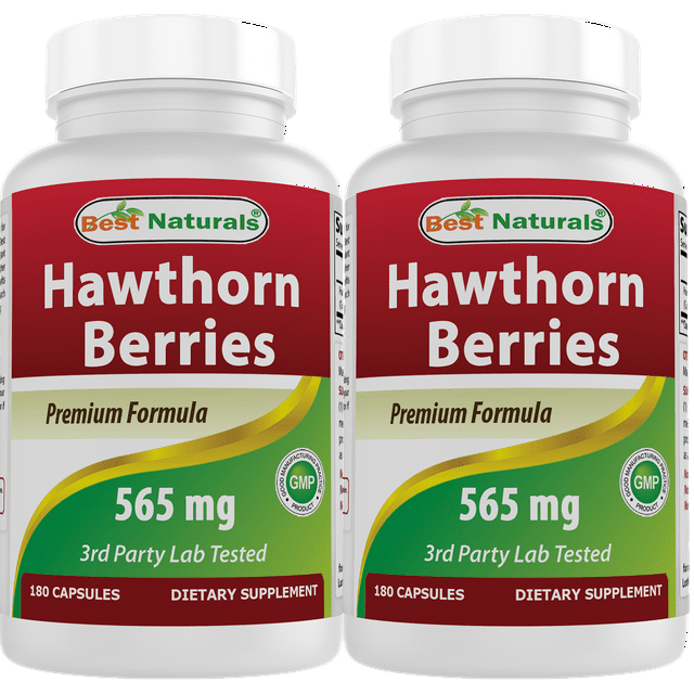 2 Pack Best Naturals Hawthorn Berry 565 mg 180 Capsules