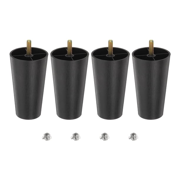 Patas de muebles redondas cónicas de plástico de 4.5 pulgadas, juego de 4 patas de repuesto para sofá con pernos colgantes M8