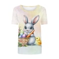 thumbnail image 4 of Vekome Easter Tops for Women Short Sleeve Plus Size Shirts Crewneck Holiday Tee Shirts Bunny Holiday Pullover Tops, 4 of 5